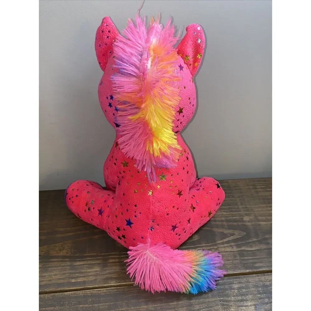 Peek-A-Boo Unicorn Stars Pink Plush Toy 7